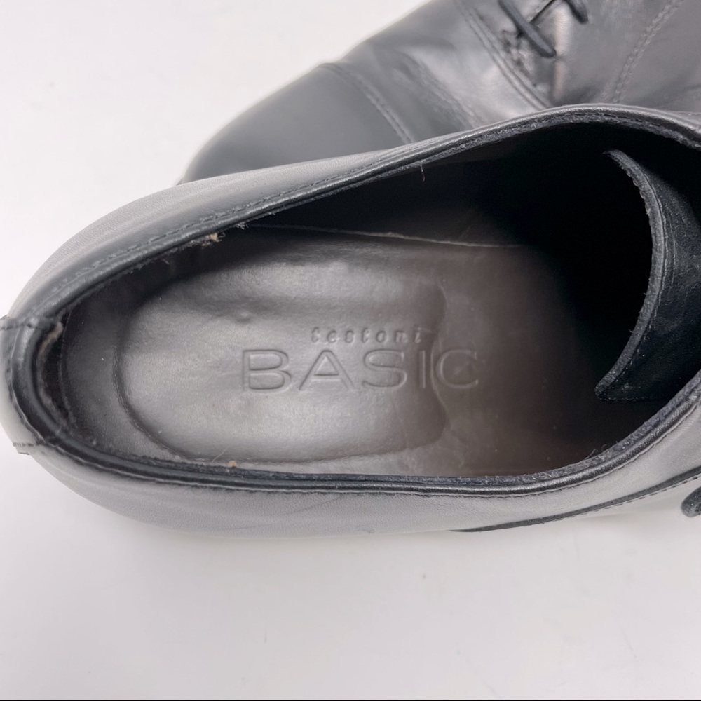 A. Testoni Basic Black Leather Lace Up Oxfords Si… - image 6